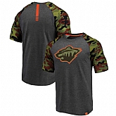 Minnesota Wild Fanatics Branded Heathered GrayCamo Recon Camo Raglan T-Shirt